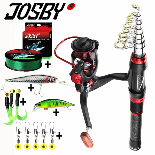 Telescopic Fishing Rod Reel Combo Optional Set Full Kit Fishing Rod Gear Spinning Reel Line Lures Space Pesca Mini Travel Surf