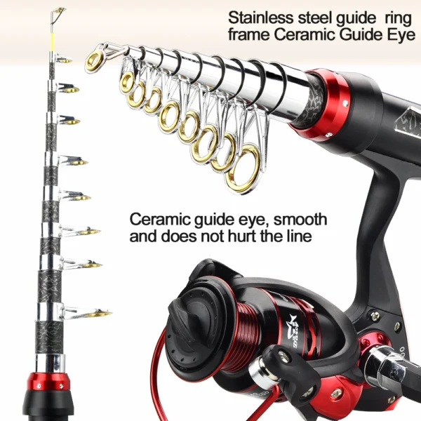 Telescopic Fishing Rod Reel Combo Optional Set Full Kit Fishing Rod Gear Spinning Reel Line Lures Space Pesca Mini Travel Surf - Image 4