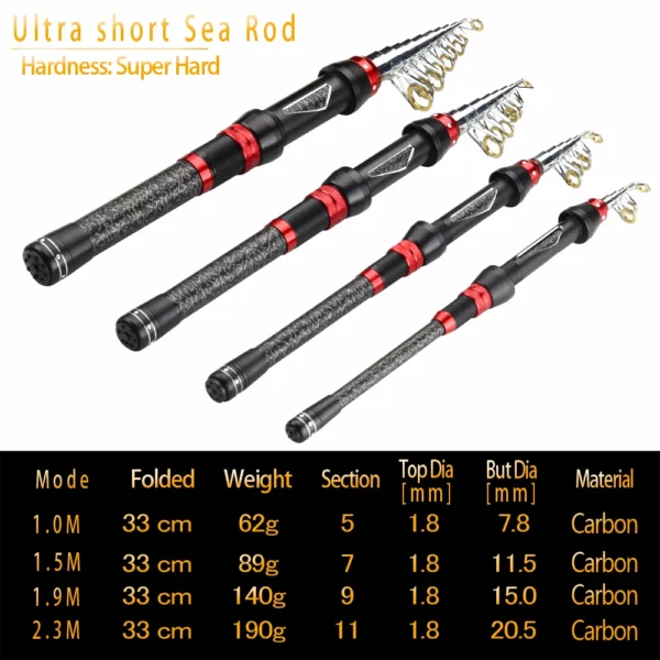 Telescopic Fishing Rod Reel Combo Optional Set Full Kit Fishing Rod Gear Spinning Reel Line Lures Space Pesca Mini Travel Surf - Image 5