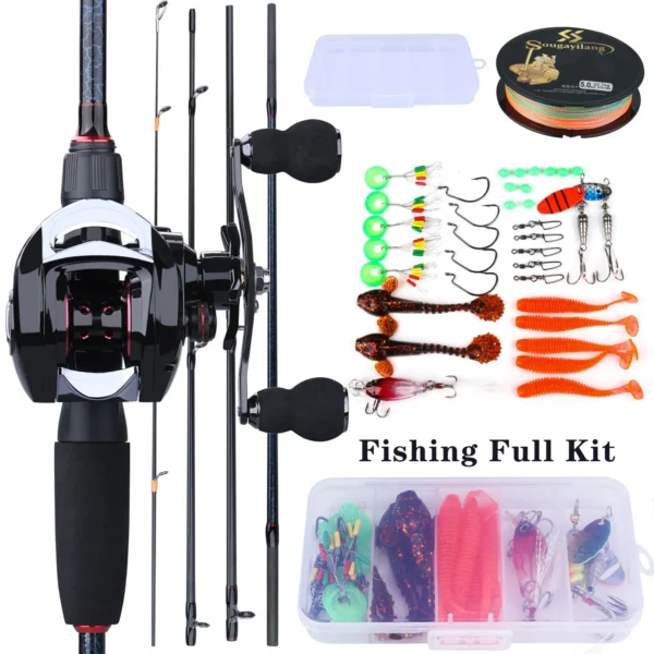 Sougayilang Fishing Rods and Reels Set Bag Portable 5 Sections Fishing Rod and 12LB Max Drag Baitcasting Reel Set Carp Fishing - Image 2
