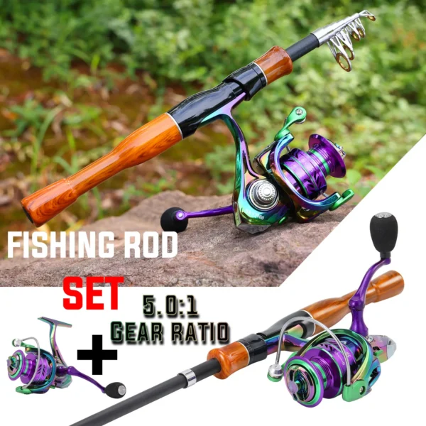 Sougayilang Telescopic Fishing Rod Reel Set 1.6m Carbon Fiber Spinning Rod and 1000~3000 Series Spinning Reel Max Drag 8Kg Pesca - Image 2