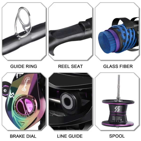 Sougayilang 1.98M Casting Fishing Set Carbon Telescopic Fishing Rod Combo Baitcasting Reel Feeder Kit Travel Pole Bass for Carp - Image 2