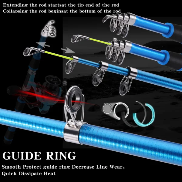 Sougayilang Telescopic Fishing Rod Full Kits with 1.8m Fiberglass Rod and 5.2:1 Spinning Reel Baits Hooks set with Fishing Line - Image 3