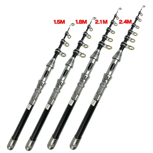 Powerful Spinning Fishing Rod and Reel Combo 1.5-2.4m Telescopic Carp Fishing Pole Spinning Reel With Fishing Line Hook Bell Kit - Image 3