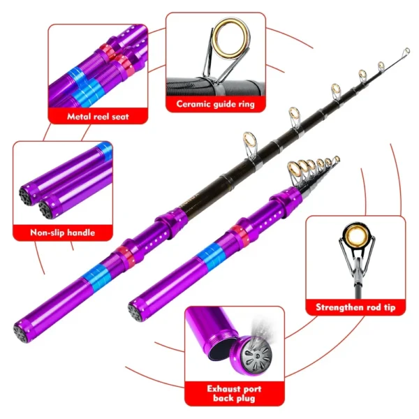 Telescopic Fishing Sea Rod Set and Reel Full Combo Kit Spinning Fishing Reel Tackle Pole Suit with Fishing Lure Bag Gift - Image 5