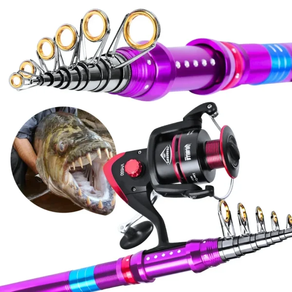 Telescopic Fishing Sea Rod Set and Reel Full Combo Kit Spinning Fishing Reel Tackle Pole Suit with Fishing Lure Bag Gift - Image 4