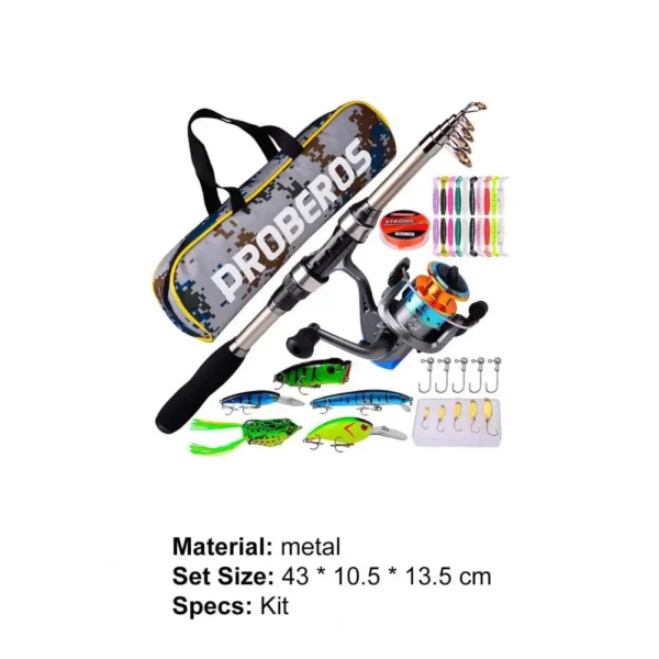 Fishing Tackle Kit Casting Rod Multiuse Carbon Fiber Fishing Line Lure Bag Hooks Full Set for Outdoor - Image 5