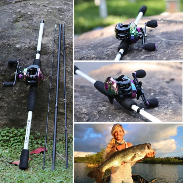 Sougayilang 1.98M Casting Fishing Set Carbon Telescopic Fishing Rod Combo Baitcasting Reel Feeder Kit Travel Pole Bass for Carp - Image 6